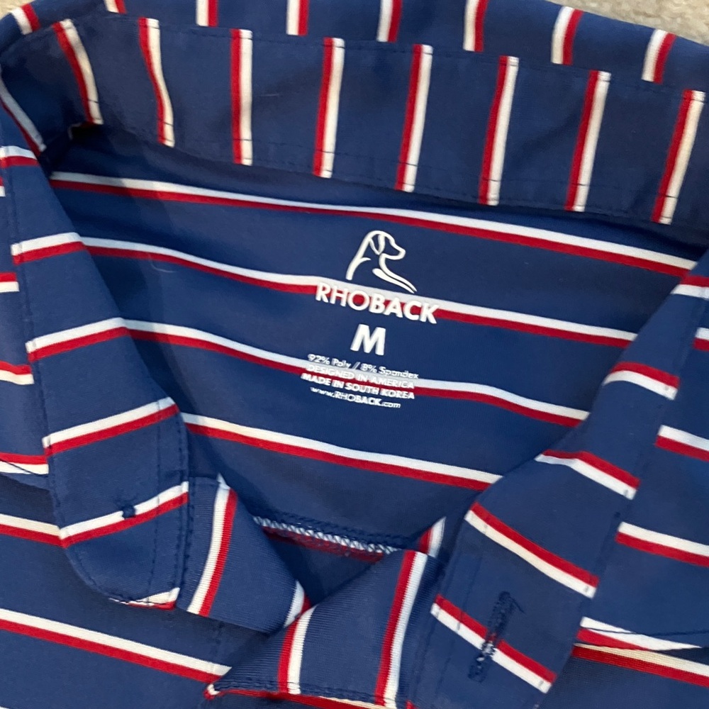 Rhoback Navy and Red Striped Polo Shirt - Picture 3 of 6